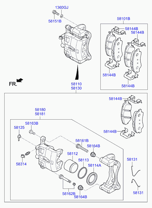 KIA 58101-H5A25 - Stabdžių trinkelių rinkinys, diskinis stabdys autoreka.lt