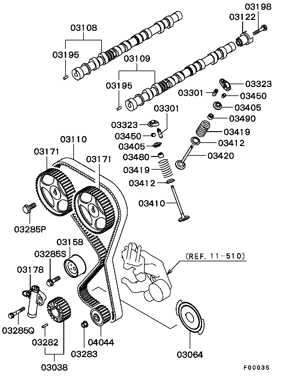 Mitsubishi MD182537 - Įtempiklio skriemulys, paskirstymo diržas autoreka.lt