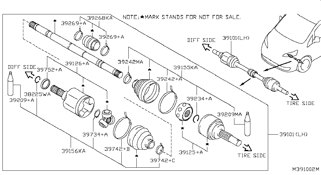 NISSAN 39101-JX00A - Jungčių komplektas, kardaninis velenas autoreka.lt