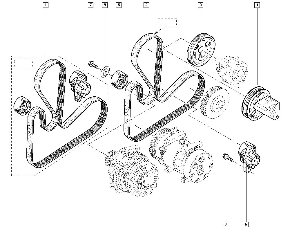 DACIA 8200104754 - Kreipiantysis skriemulys, V formos rumbuotas diržas autoreka.lt